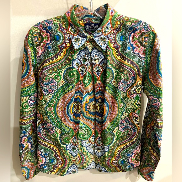 R & G London-vintage gorgeous button up paisley blouse! SUCH A UNIQUE FI… - Picture 2 of 7